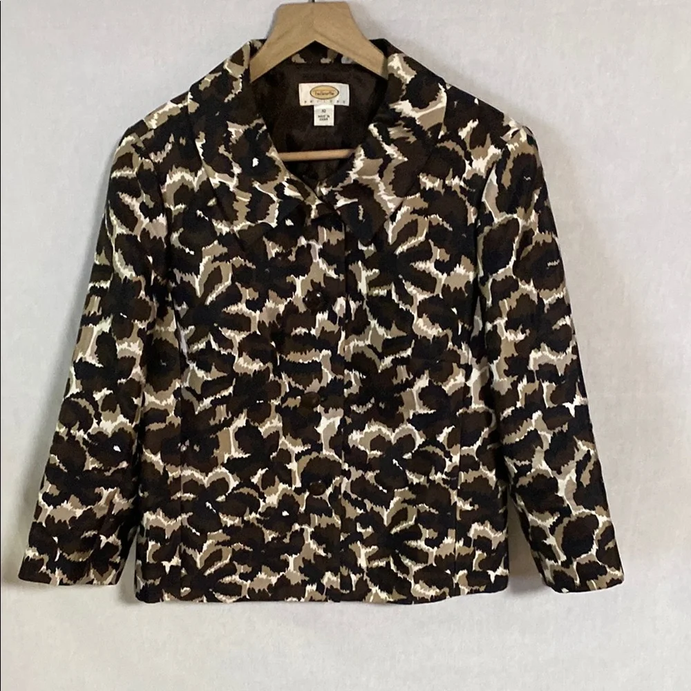 Talbots Brown and Tan Blazer Structured Fit Silk and Wool Excellent Condition